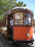 Sóller tram line with railcar 23, the front Las Palmeras / Carrer de la Marina (2013)