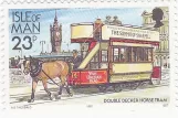 Stamp: Douglas, Isle of Man Horse Drawn Trams with open bilevel horse-drawn tram 14 (1992)