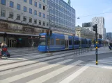 Stockholm tram line 7S Spårväg City with low-floor articulated tram 4 on Sergels torg (2019)