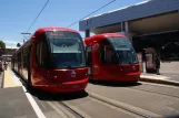 Sydney light rail line L1 with low-floor articulated tram 2112 at Paddy's Markets (2014)