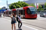 Sydney light rail line L1 with low-floor articulated tram 2116 at Paddy's Markets (2014)