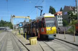 Szczecin tram line 5 with articulated tram 152 at Stocznia Szczecińska (2015)