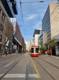 Toronto low-floor articulated tram 4413 on King Street East (2023)