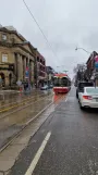 Toronto tram line 501 Queen with low-floor articulated tram 4545 at Queen St E at Saulter St E Side (2025)