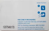 Travel card for Muni Metro, the back (2021)