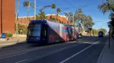 Tucson Sun Link with low-floor articulated tram 107 on e 2nd street (2024)