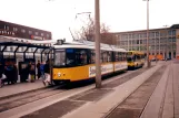 Ulm tram line 1 with articulated tram 8 at Hauptbahnhof (1998)