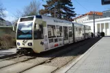 Vienna regional line 515 - Badner Bahn with low-floor articulated tram 407 at Baden Josefplatz (2010)