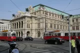 Vienna tram line 1 with articulated tram 4514 on Opernring (2009)