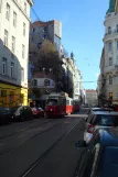 Vienna tram line 1 with articulated tram 4832 on Löwengasse (2010)