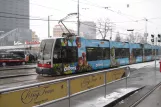 Vienna tram line 1 with low-floor articulated tram 601 at Schwedenplatz (2013)