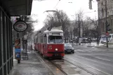 Vienna tram line 2 with articulated tram 4538 at Burgring (2013)