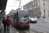 Vienna tram line 71 with low-floor articulated tram 613 at Burgring (2013)