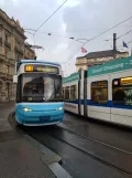 Zürich tram line 13 with low-floor articulated tram 3053, the front Paradeplatz (2021)