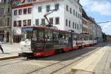 Zwickau tram line 3 with articulated tram 933 at Hauptmarkt (2015)