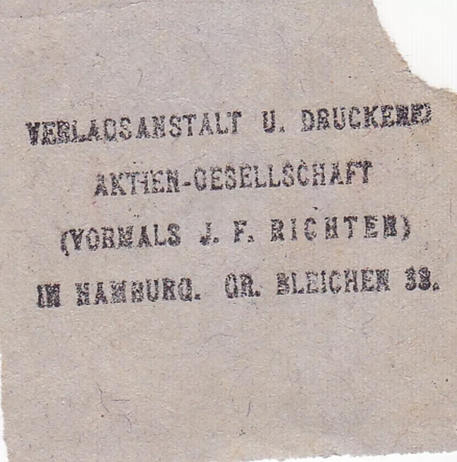 Adult ticket for Hamburger Hochbahn (HHA), the back (1921)