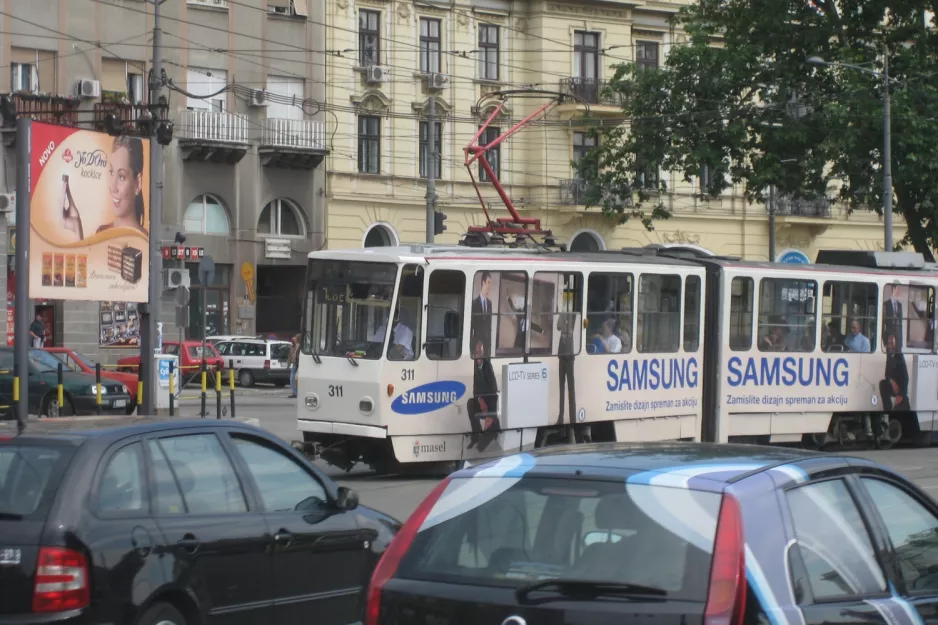 Belgrade extra line 7L with articulated tram 311 on Karađorđeva (2008)