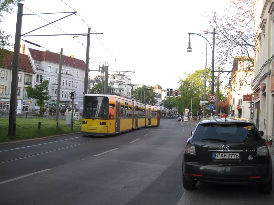 Berlin fast line M1 with low-floor articulated tram 1037 on Breite Strasse (2016)