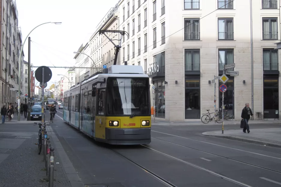 Berlin fast line M1 with low-floor articulated tram 1104 near Rosenthaler Platz (2012)