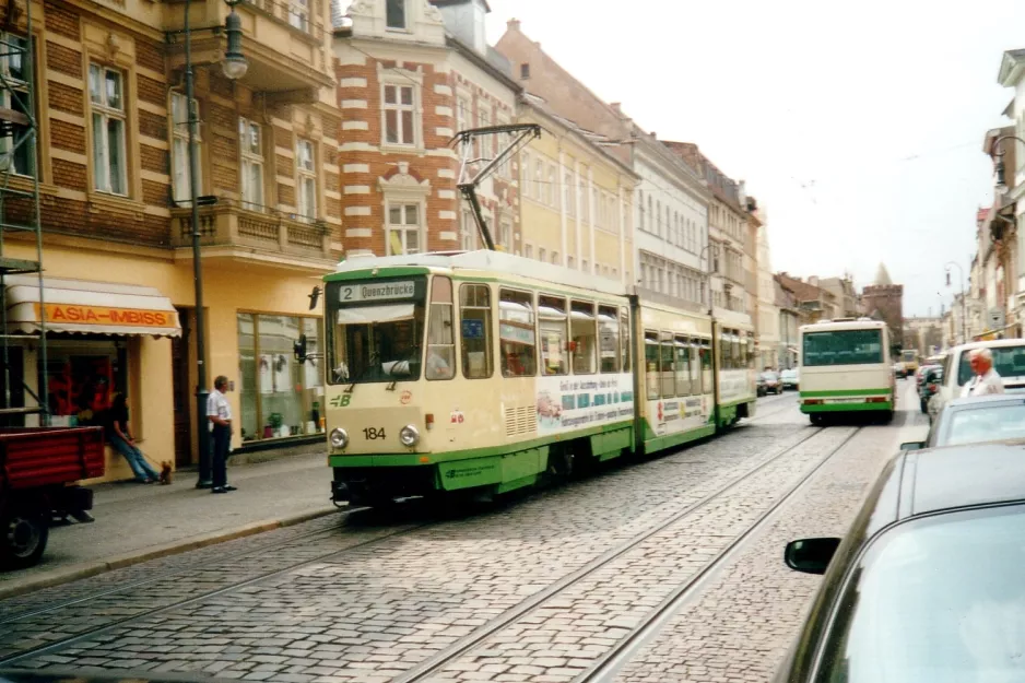 Brandenburg an der Havel extra line 2 with articulated tram 184 near Neustädtischer Markt (2001)