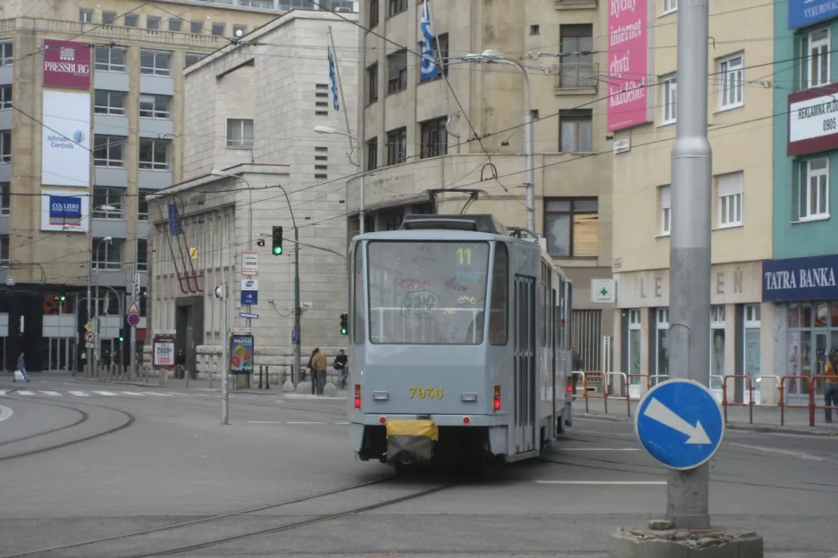 Bratislava tram line 11 with railcar 7936 at Centrum (2008)