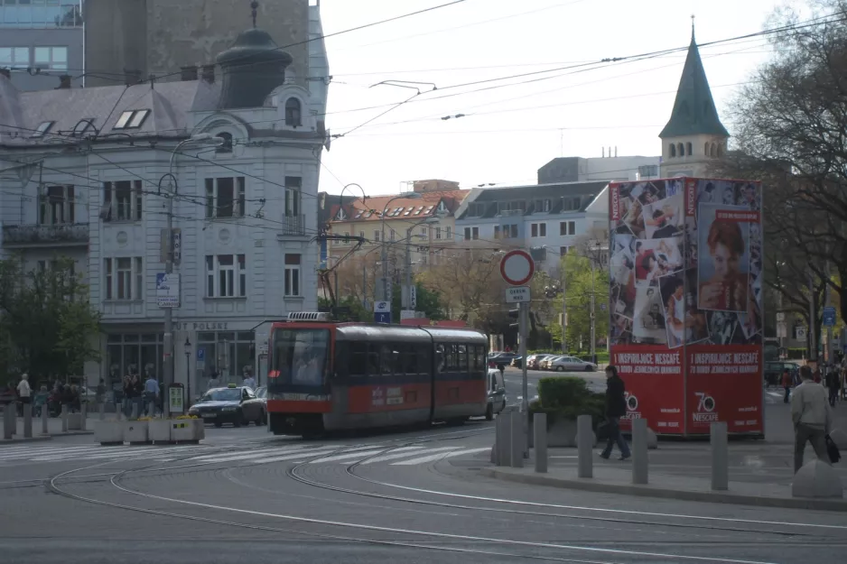 Bratislava tram line 13 with articulated tram 7111 at Centrum (2008)