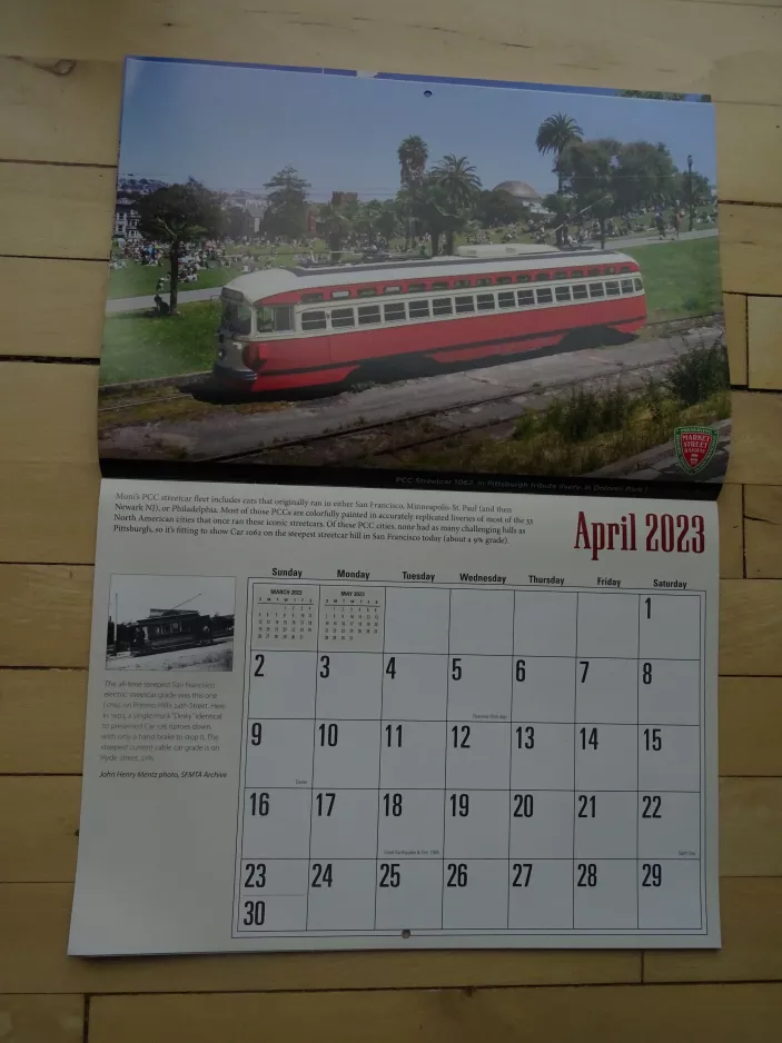 Calendar: San Francisco railcar 1062 at Church & 18th (2023)