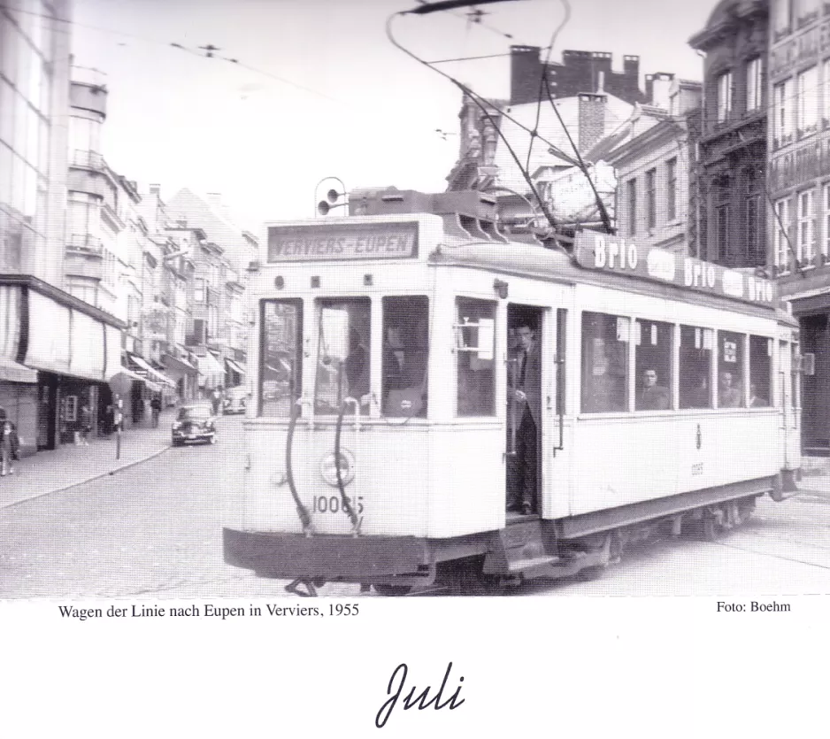 Calendar: Verviers regional line 580 with railcar 10065 in Verviers (1955)