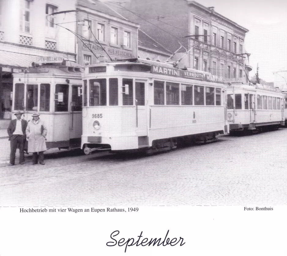 Calendar: Verviers regional line 580 with railcar 9685 by Eupen Rathaus (1949)