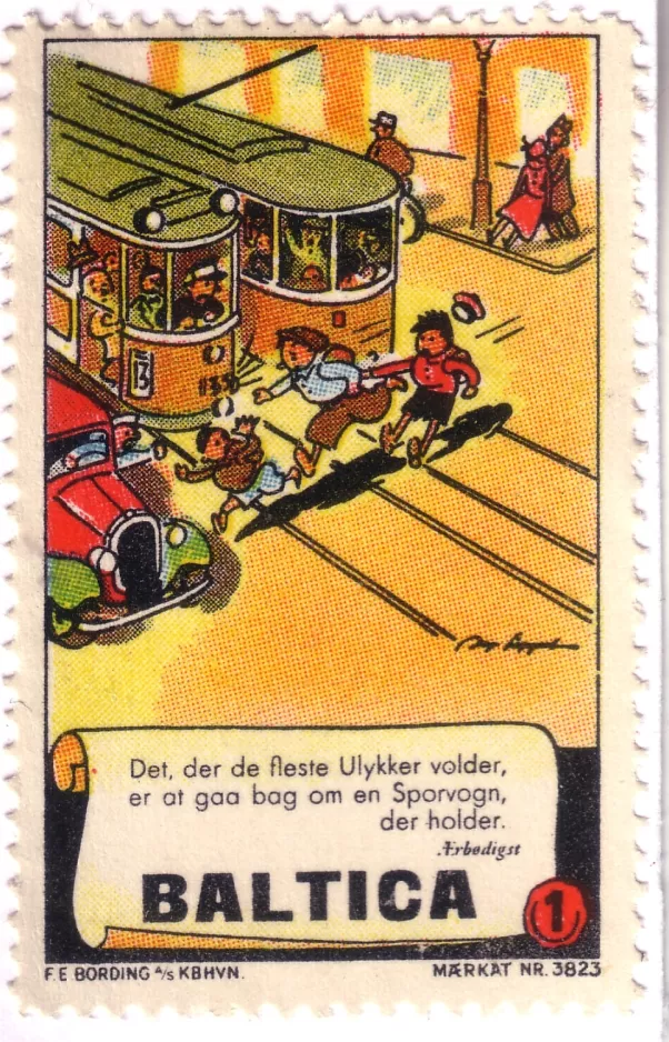 Cardboard tag: Ærbødigst BALTICA
(1933)