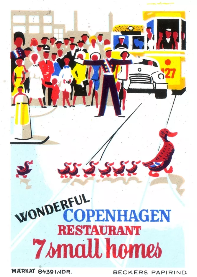 Cardboard tag: Wonderful Copenhagen. Restaurant 7 small homes
(1957)