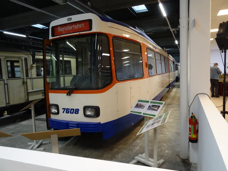 Darmstadt articulated tram 7608 in Funkeschees Remise (2024)