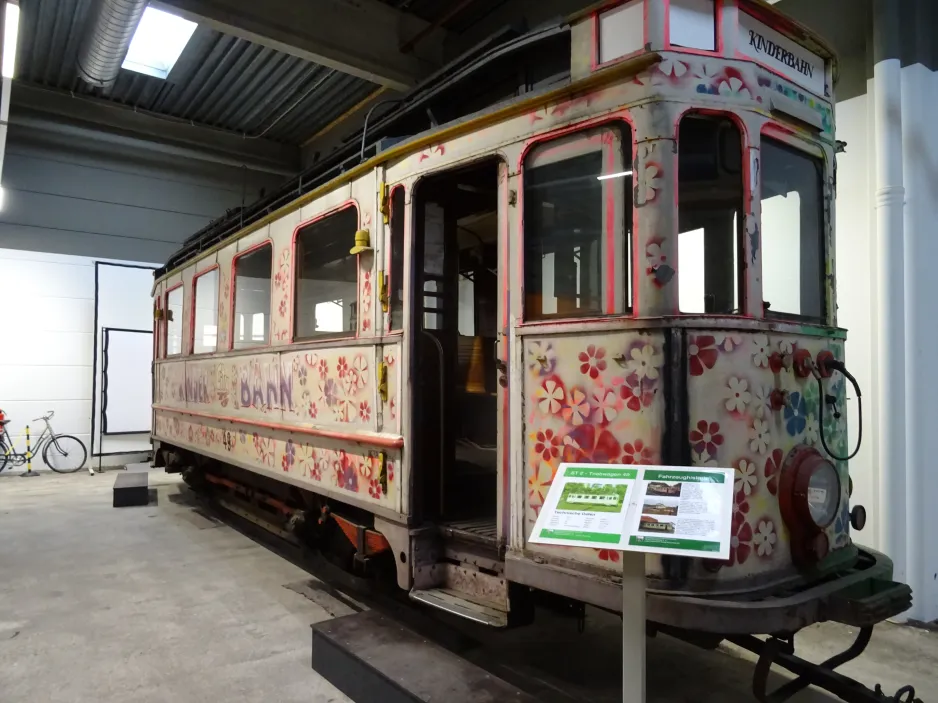 Darmstadt railcar 49 "Kinder Bahn" in Funkeschees Remise (2024)