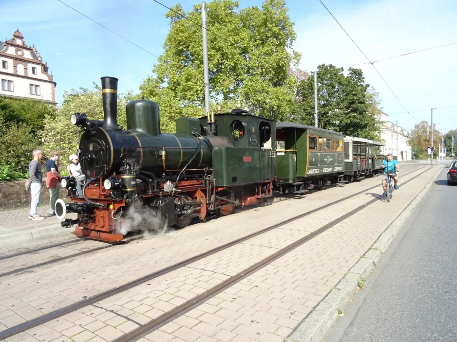 Darmstadt steam powered railcar 7 at Schloss (2024)