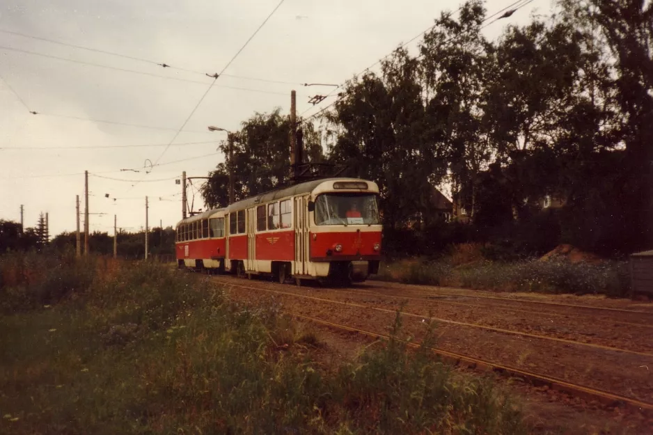 Dresden tram line 5 with railcar 222 310-4 at Auerstraße (1983)