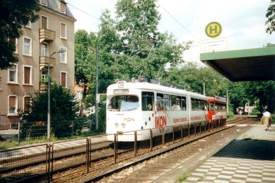 Frankfurt am Main tram line 14  at Freiligrathstr. (1998)