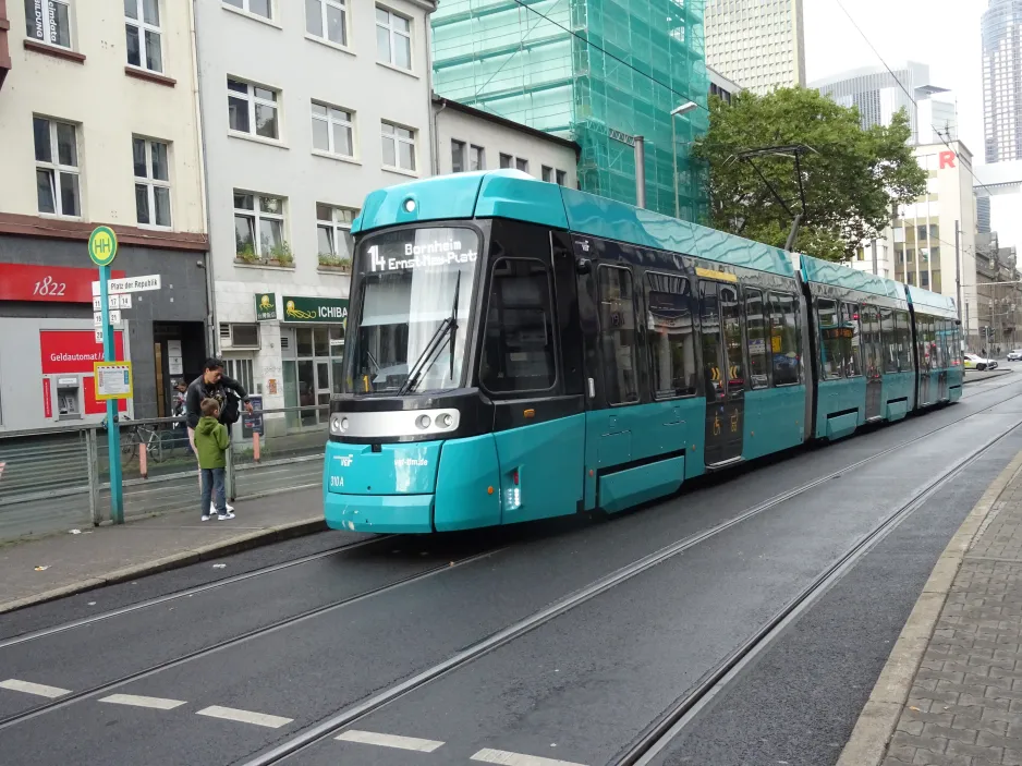 Frankfurt am Main tram line 14 with low-floor articulated tram 310 at Platz der Republik (2024)