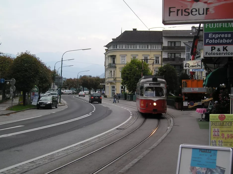 Gmünden tram line 174 with railcar 8 close by Franz-Josef-Platz (2009)