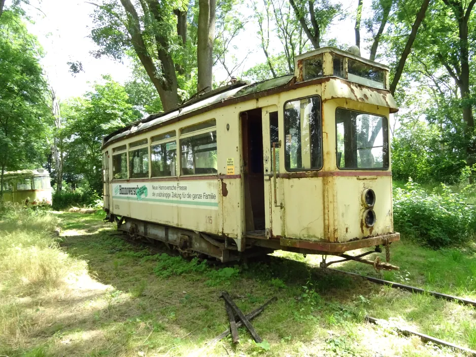 Hannover railcar 215 outside Hannoversches Straßenbahn-Museum (2024)