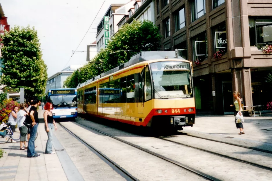 Karlsruhe regional line S4 with articulated tram 844 on Kaiserstraße (2003)