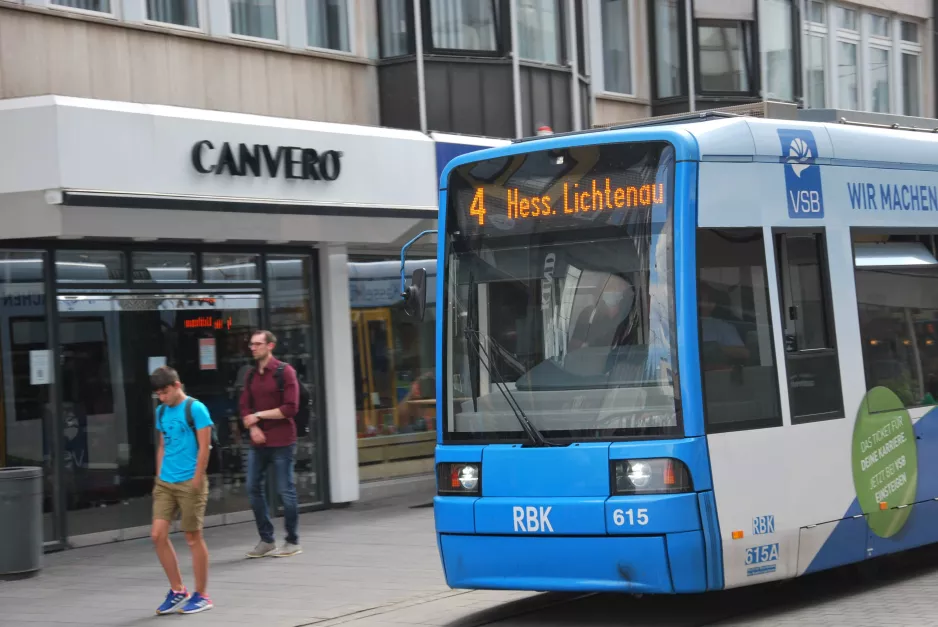 Kassel tram line 4 with low-floor articulated tram 615 by Canvero (2022)