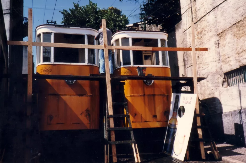 Lisbon funicular Elevador da Glória with cable car Gloria 1 (1985)