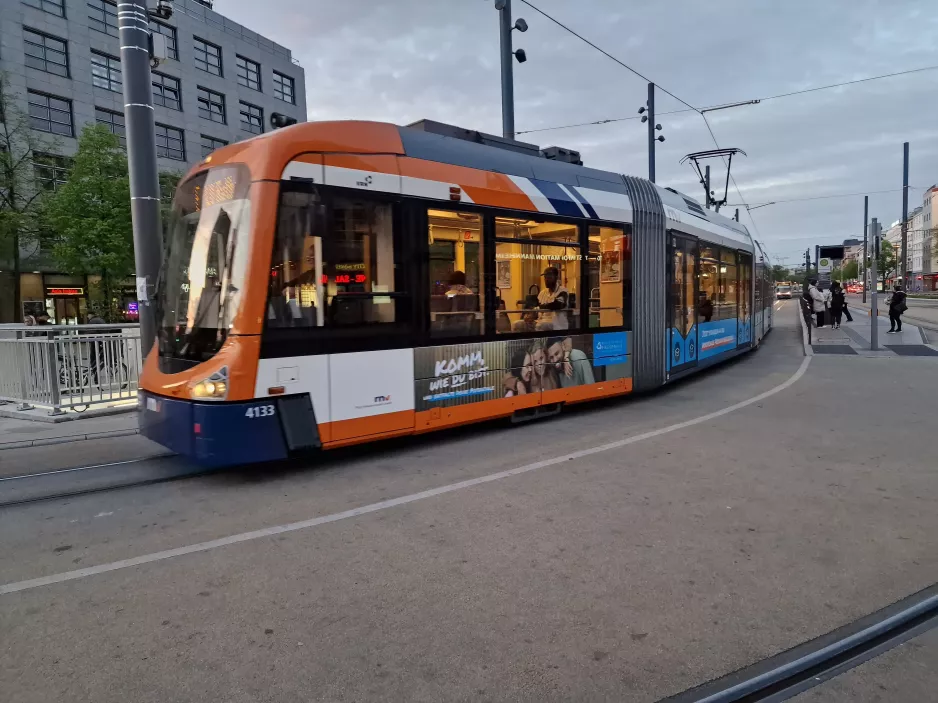 Mannheim low-floor articulated tram 4133 by Hauptbahnhof (2023)