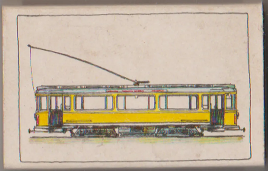 Matchbox: Bogiemotorvogn tegnet af arkitekt Ib Lunding i 1928-1929. Vel nok det ypperste der er præsteret indenfor gadeinventar.
(1978)