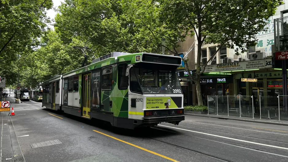 Melbourne articulated tram 2092 on Swanston Street (2024)