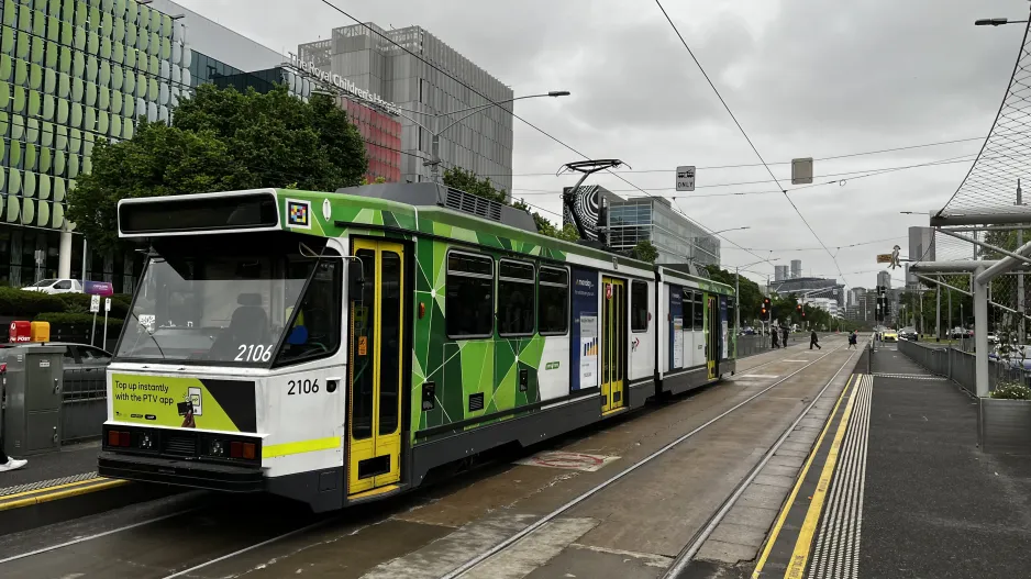 Melbourne articulated tram 2108 at Royal Childrens Hospital (2024)