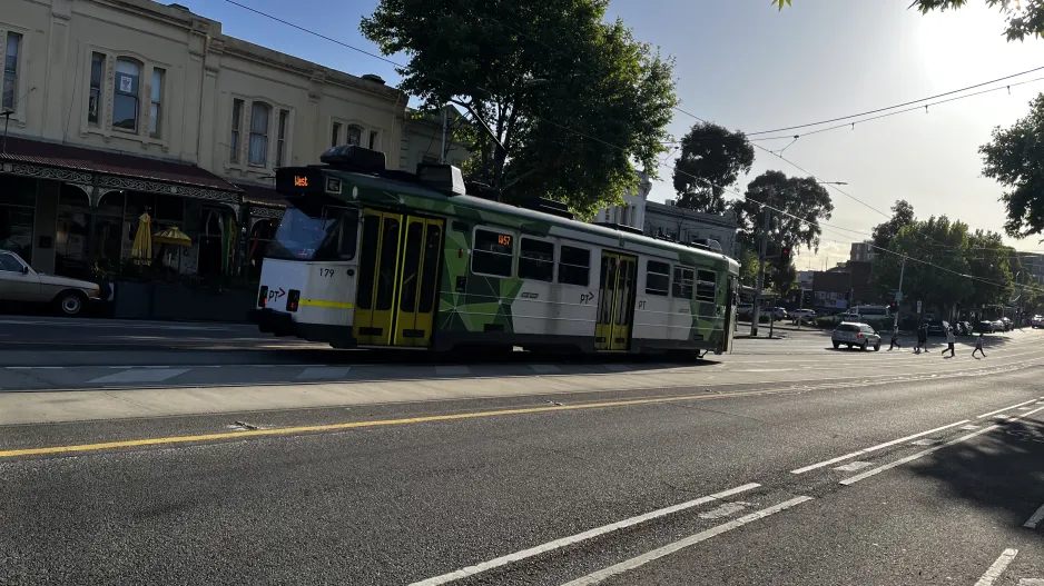 Melbourne tram line 57 with railcar 179 on Victoria Street (2024)