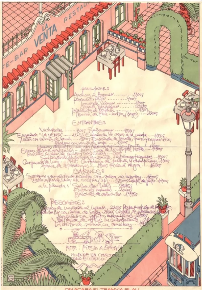 Menu card: Cafe-Bar La VENTA Restaurant
(1997)
