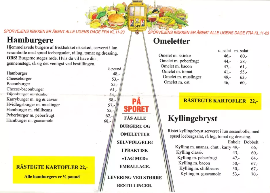 Menu card: Copenhagen center page Sporvejen Burger Bar of the City (2008)