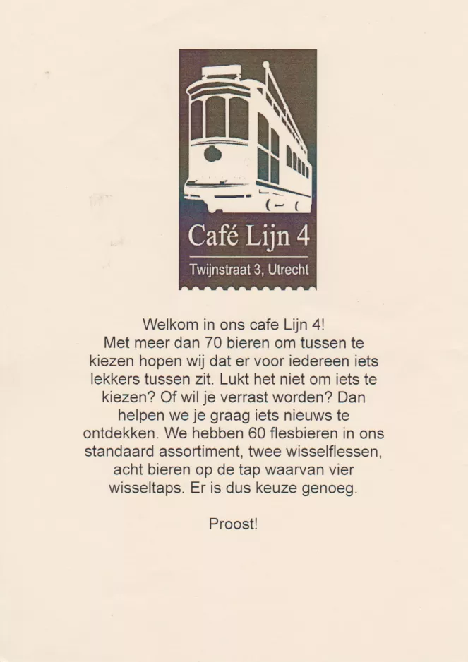 Menu card: Utrecht Café Lijn 4 (2022)